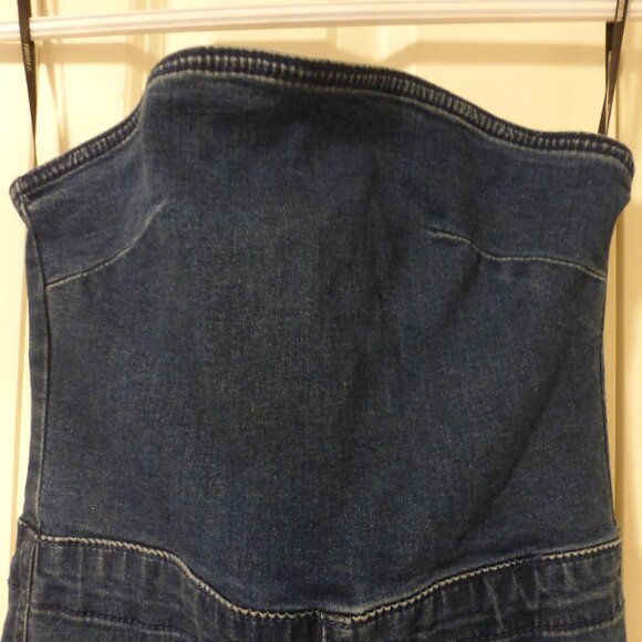 FOREVER 21 strapless tube dark wash denim jumpsuit - Picture 4 of 12